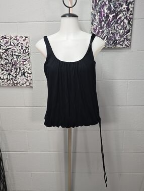 Vanity Black Scoop Neck Tank with Side Tie